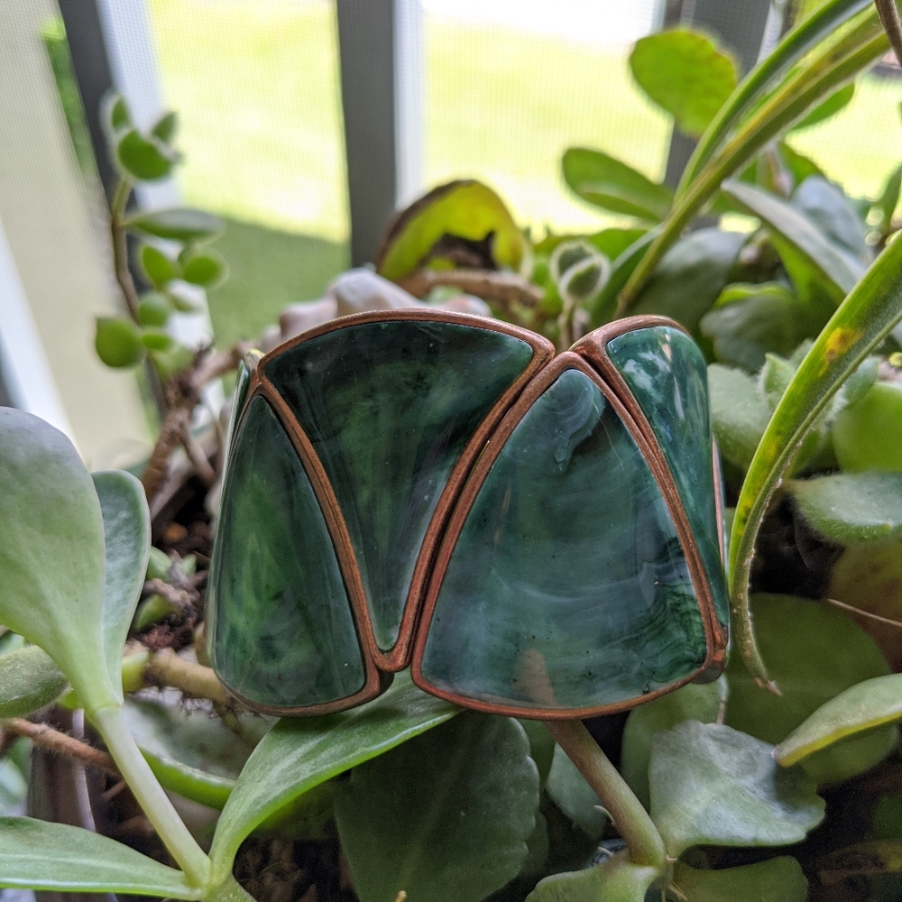 Sue Cox Green Stretch Bracelet Copper Bronze - Picture 5 of 15